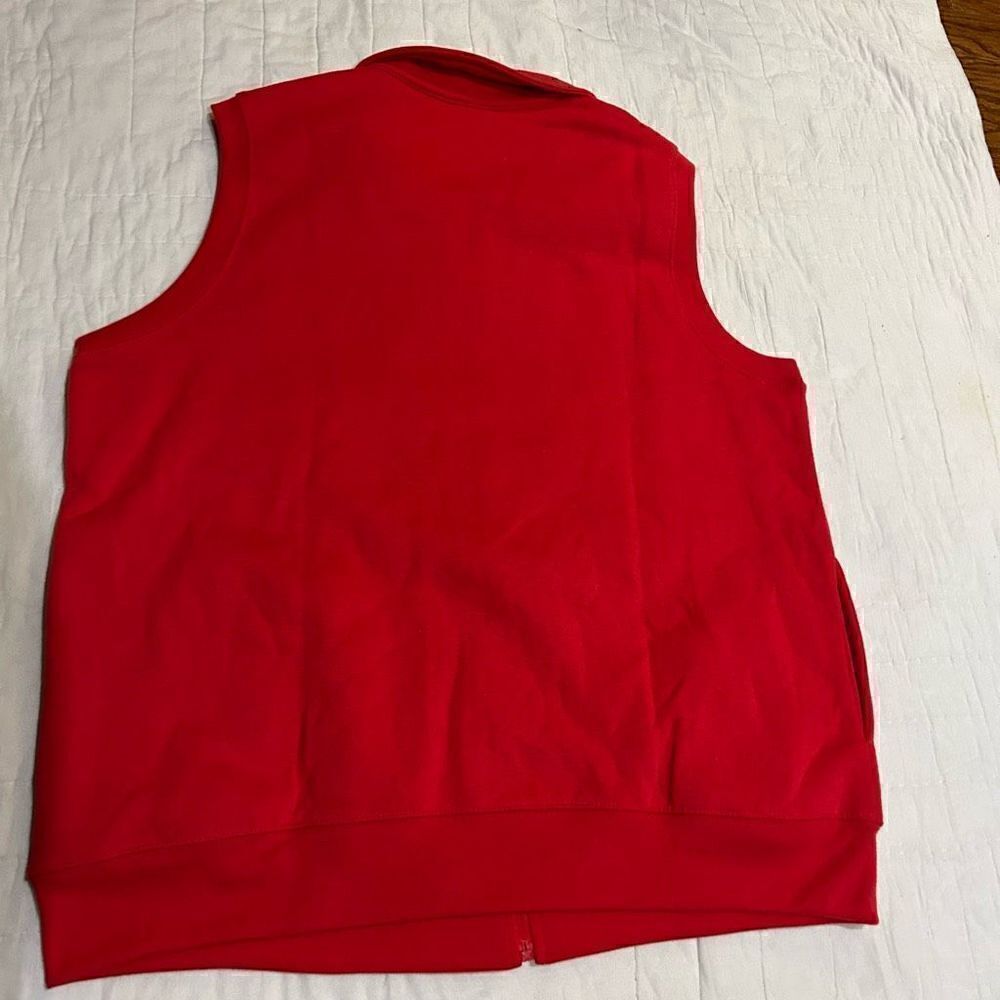 Blair Large Cotton poly blend red zip up vest embroidered sweatshirt gold down c - Picture 9 of 9
